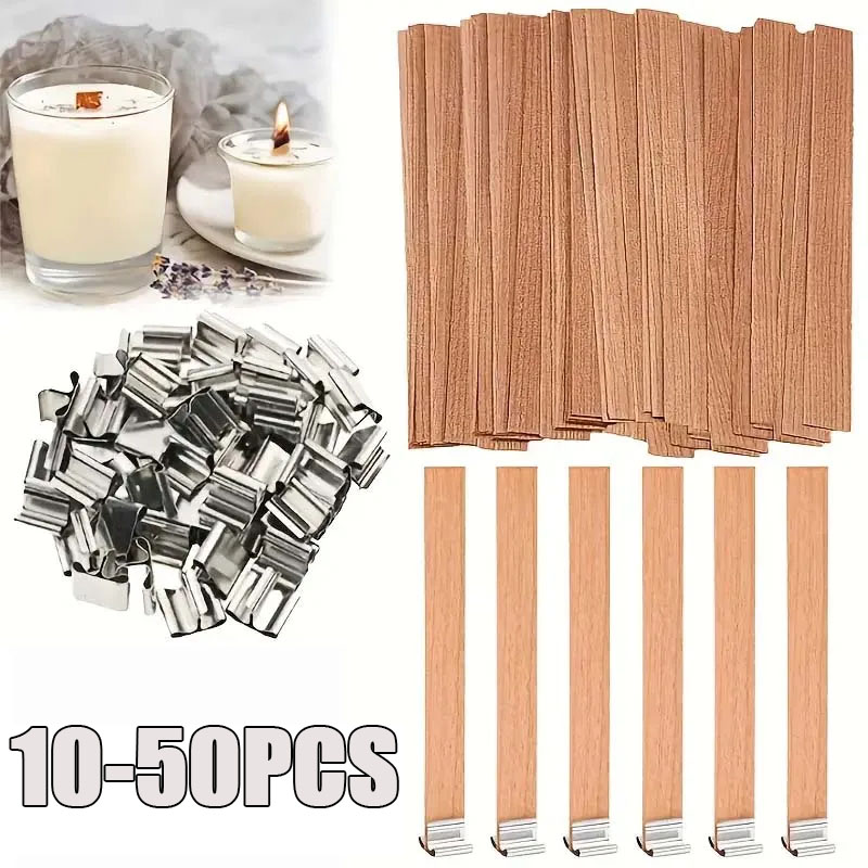 Wood Wick Crackle - Holzkerzendochte mit Halterungen DIY Kerzenherstellungs-Set Umweltfreundlicher