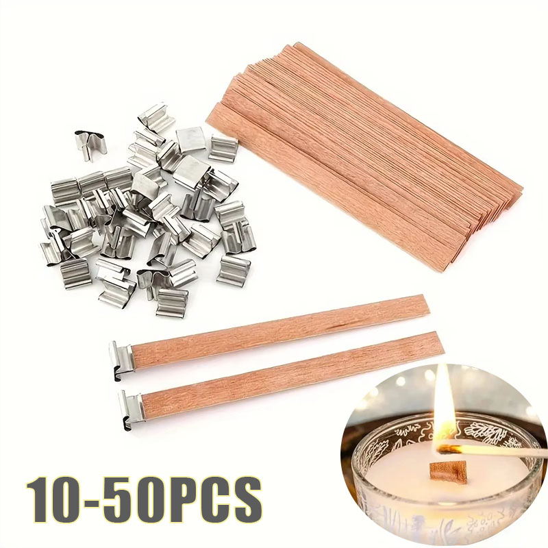 Wood Wick Crackle - 1-5 Packungen Knisternde Holzkerzendochte mit Halterungen,