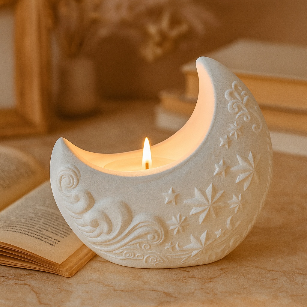 Candle Making Process - 3D Relief Mond Gips-Harzform DIY Kerzenhalter
