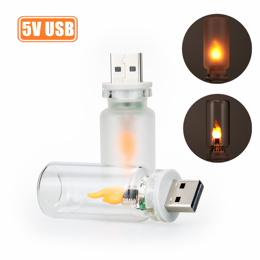Candle Making Glass - USB-Flamme, flackernde LED-Kerze aus mattiertem, klarem