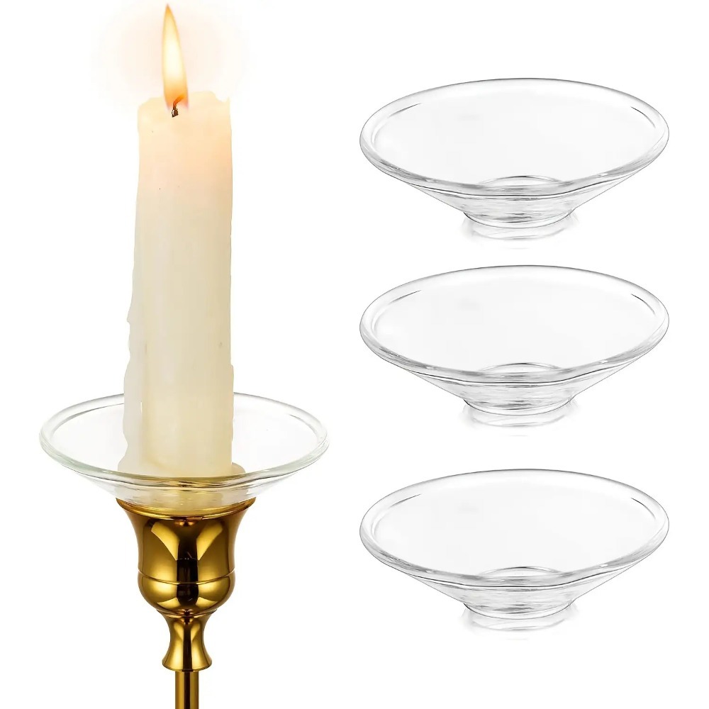 Candle Making Glass - 3-teiliges Hitzebeständiges Glas-Wachsauffangset Transparente Kerzenabtropfschale mit