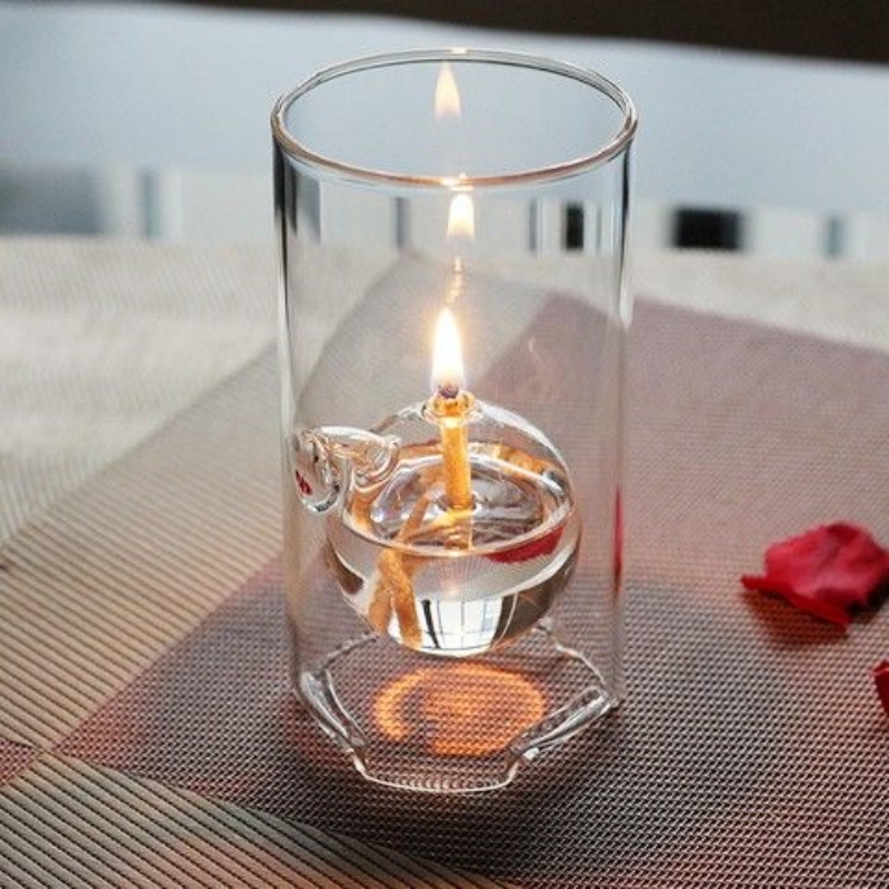 Candle Making Glass - Romantische Glas Öllampe Transparent Winddicht Kerzenständer