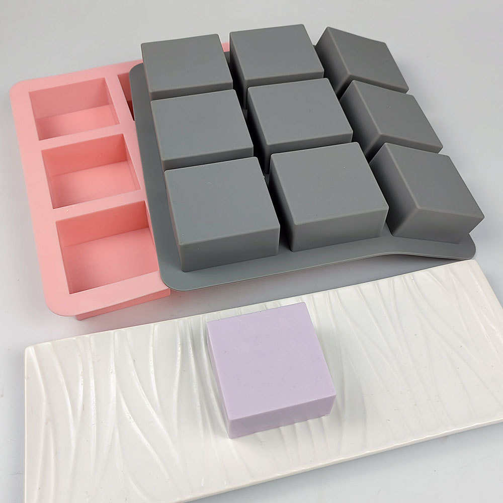 Candle Making Process - 9-Loch-Quadrat-Silikon-Seifenform zum Selbermachen, handgefertigt, Backen, Dessert,