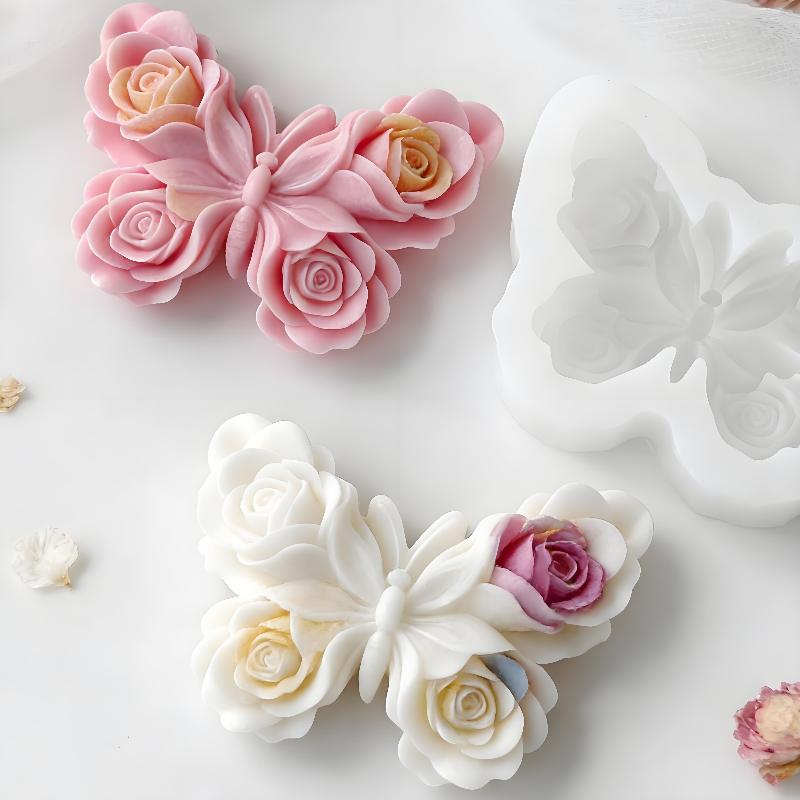 Candle Making Supplies - DIY Rosen-Schmetterling Silikonform Handgemachte Aroma-Kerzen Gips