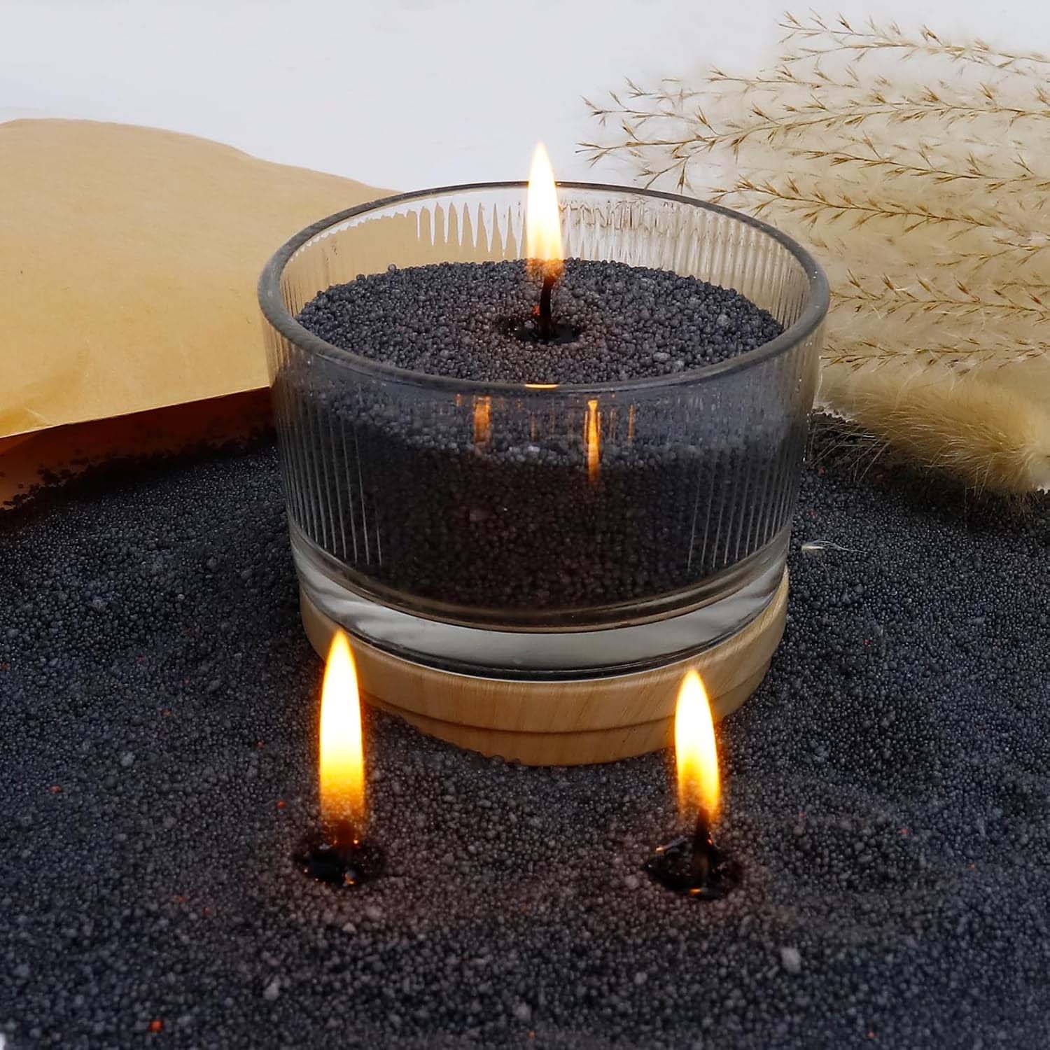 Candle Making With Beeswax - Schwarzer Kerzensand mit Docht, 200g mit