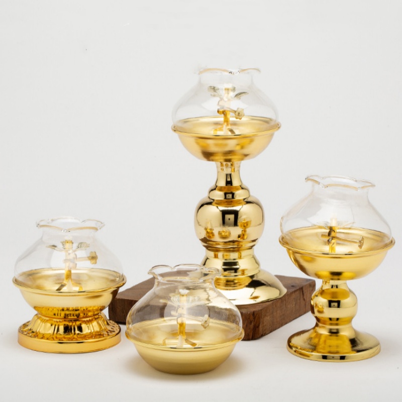 Candle Making Glass - Goldene Öllampe für Buddha mit winddichter
