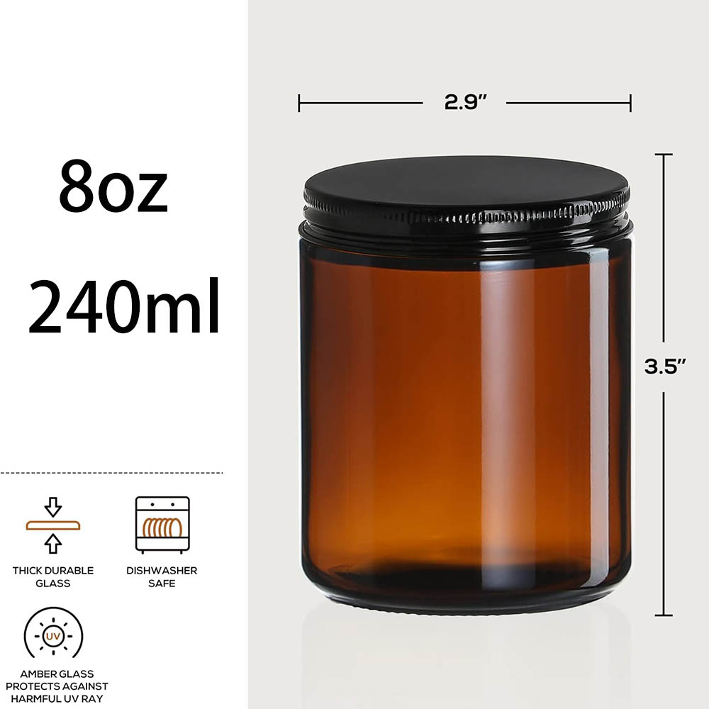 8oz Bernsteinfarbene Glasgläse – Candle Making Glass Bewertung und Preis