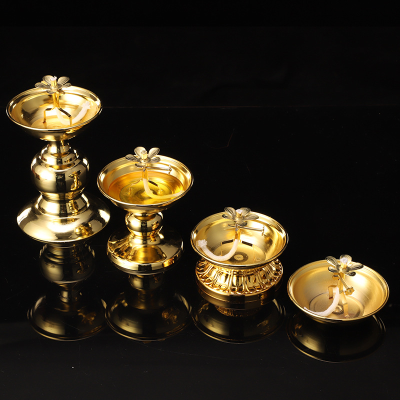 Goldene Öllampe für Buddha mit – Candle Making Glass Bewertung und Preis